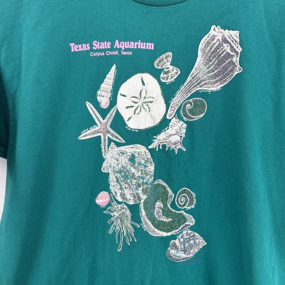 Texas State Aquarium T Shirt Men's Large Blue Vintage Single Stitch 1990 Graphic - Picture 3 of 10